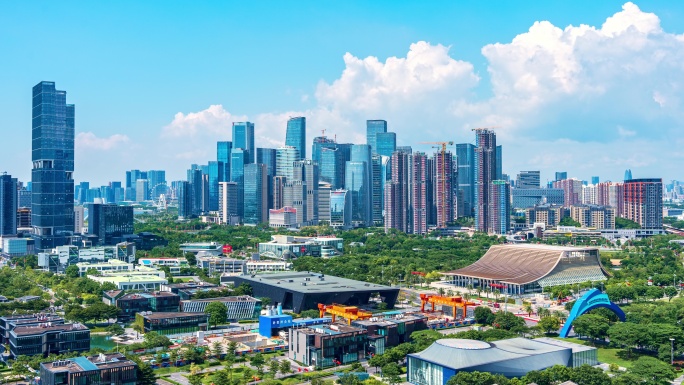 深圳前海桂湾写字楼天际线远景8k延时