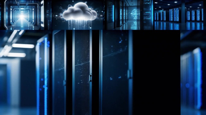 科技感数据中心机房 云计算服务器集群