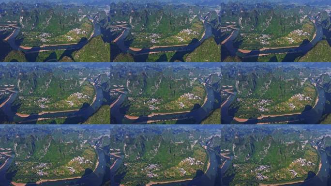 广西桂林阳朔遇龙河相公山山水自然风景航拍