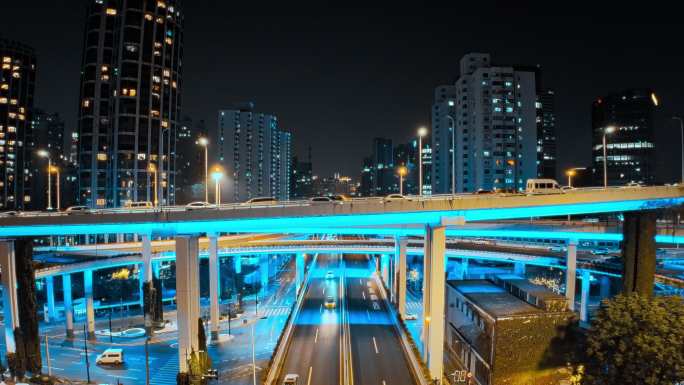 鲁班路立交夜景航拍