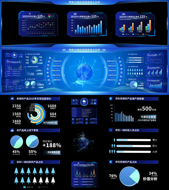 蓝色科技智慧数据大屏幕
