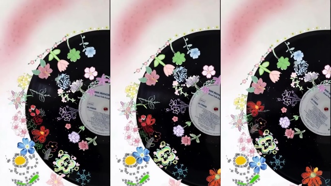 复古黑胶片花卉动态