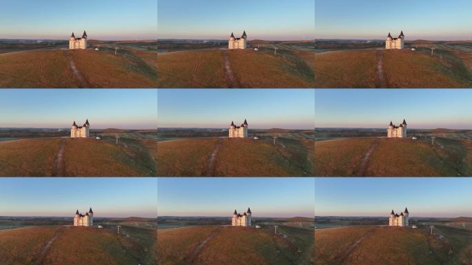 航拍内蒙古库伦淖尔湖畔度假区风光