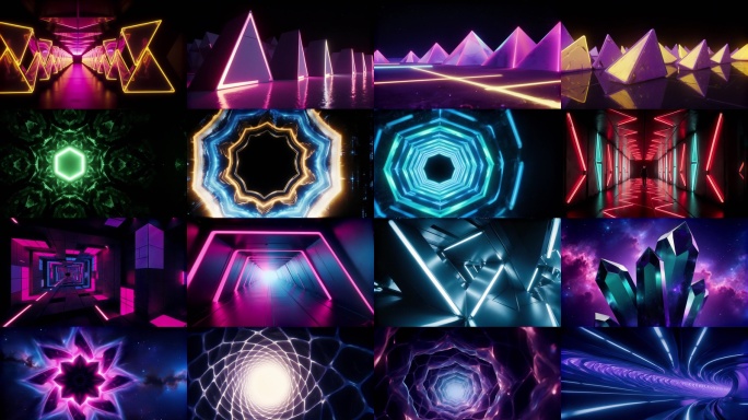 霓虹未来感隧道炫酷舞台LED背景合集