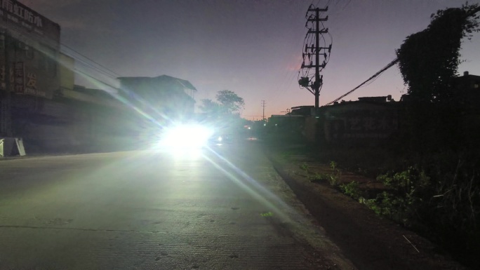 黎明晨曦黄昏乡村道路行车傍晚郊外公路夜景