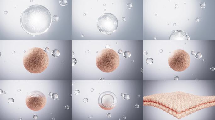 护肤精华祛斑美白修复皮肤斑点C4D+视频