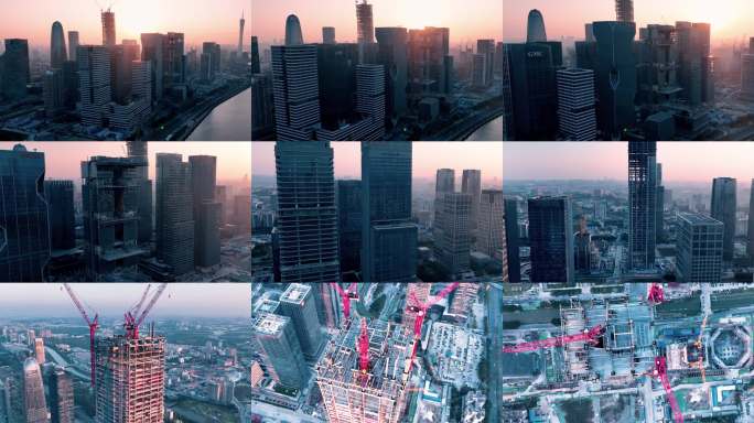 广州琶洲CBD日落夕阳航拍