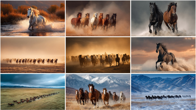 4k骏马奔跑 万马奔腾 汗血宝马