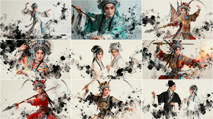 水墨京剧戏曲人物