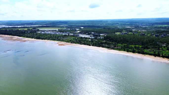 航拍海南光村银滩海边全景