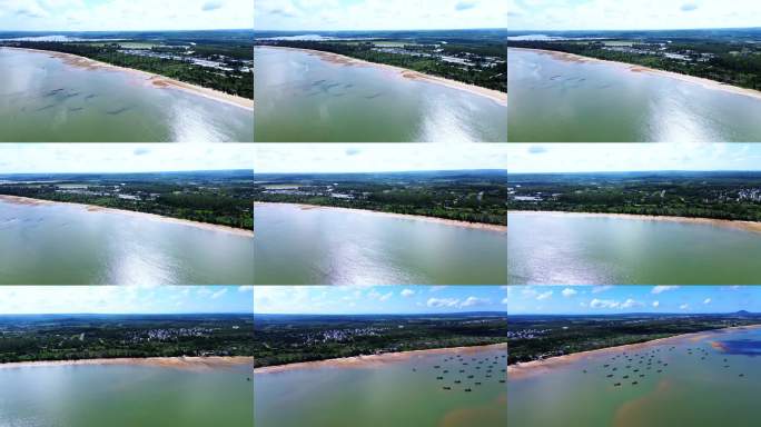 航拍海南光村银滩海边全景