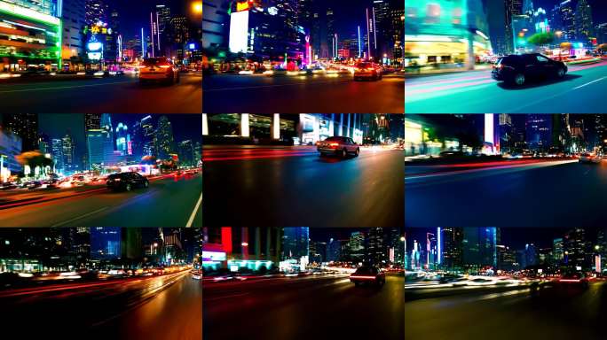 城市夜景车流延时