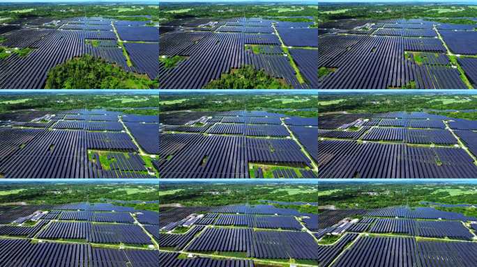航拍大型太阳能光伏电站