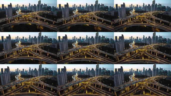 上海延安高架夜景航拍