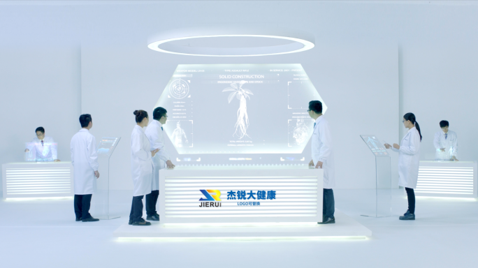 科研人员操作全息影像HUD科技展示