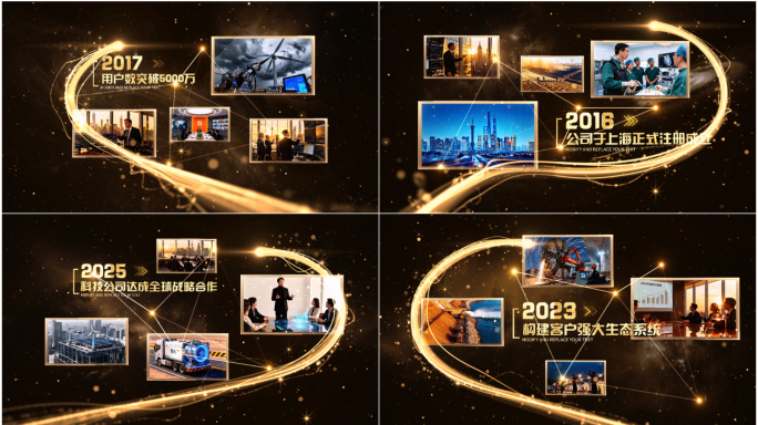 金色企业光线粒子时间线图文