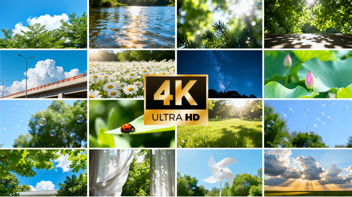 夏天蓝天白云树叶阳光夏日小清新唯美空镜