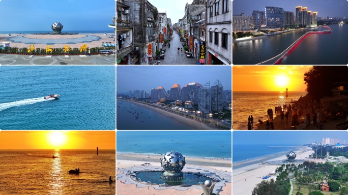 北海城市日落海滨城市风光合集