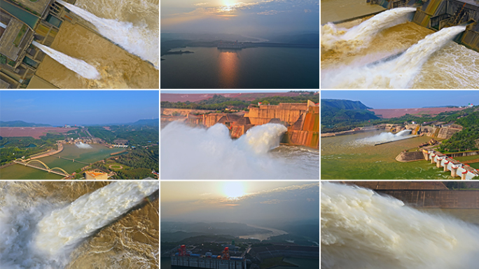 小浪底大坝泄洪 小浪底水库水利工程发电站