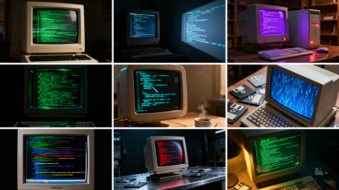 老式电脑屏幕网络代码 复古电脑代码屏幕
