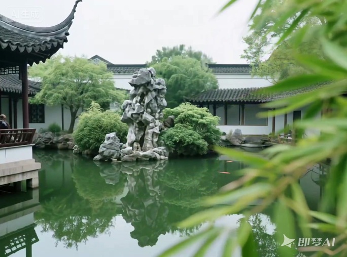 江南园林池塘景观