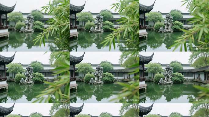 江南园林池塘景观
