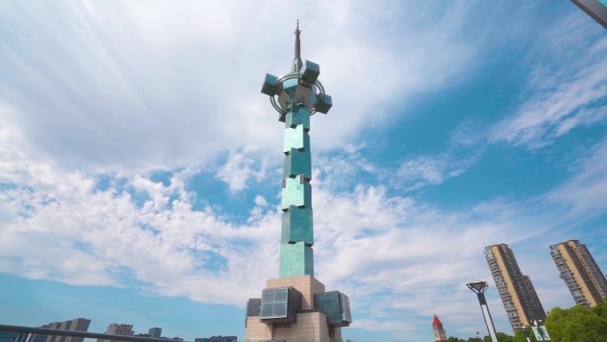 盐城盐城市延时建筑城市地标电视塔