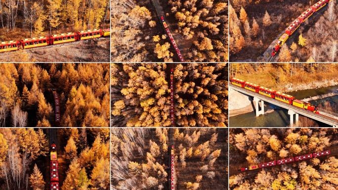 大兴安岭莫尔道嘎秋季森林公园红色小火车