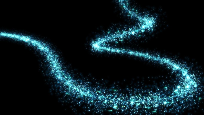 蓝色星光粒子曲线流动特效 动态光效
