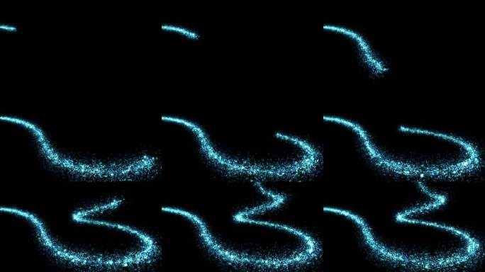 蓝色星光粒子曲线流动特效 动态光效