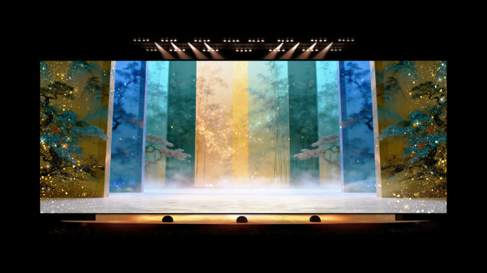 国潮山水鎏金背景