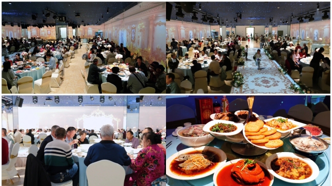 航拍酒店婚宴酒席场景婚礼酒席宣传片