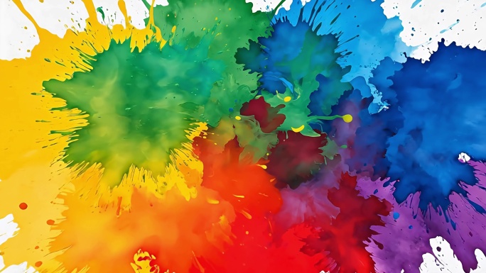 水墨晕染彩色水墨喷溅动态背景