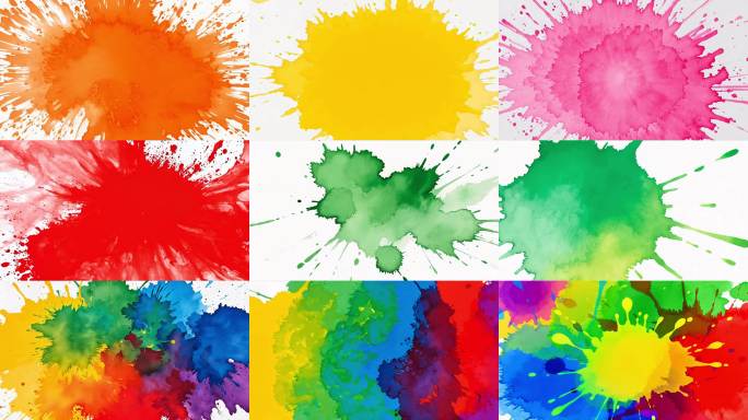 水墨晕染彩色水墨喷溅动态背景