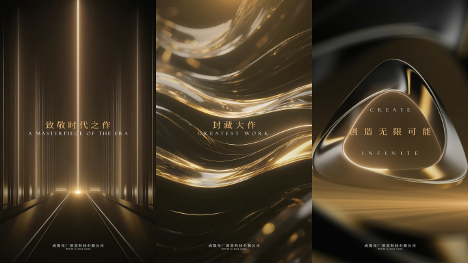 【竖版】高级黑金创意抽象建筑地产概念宣传