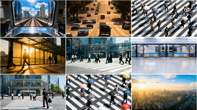 城市快节奏快切人群地铁写字楼忙碌上班人群