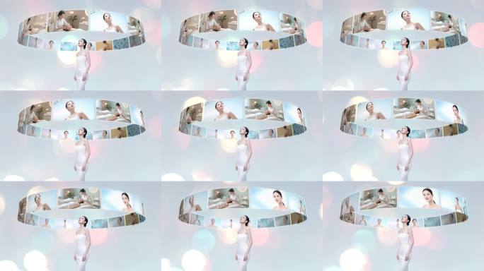 虚拟屏幕展示美容院护肤广告宣传片