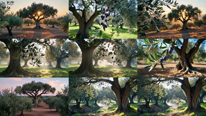 橄榄树阳光挂满橄榄果的橄榄树