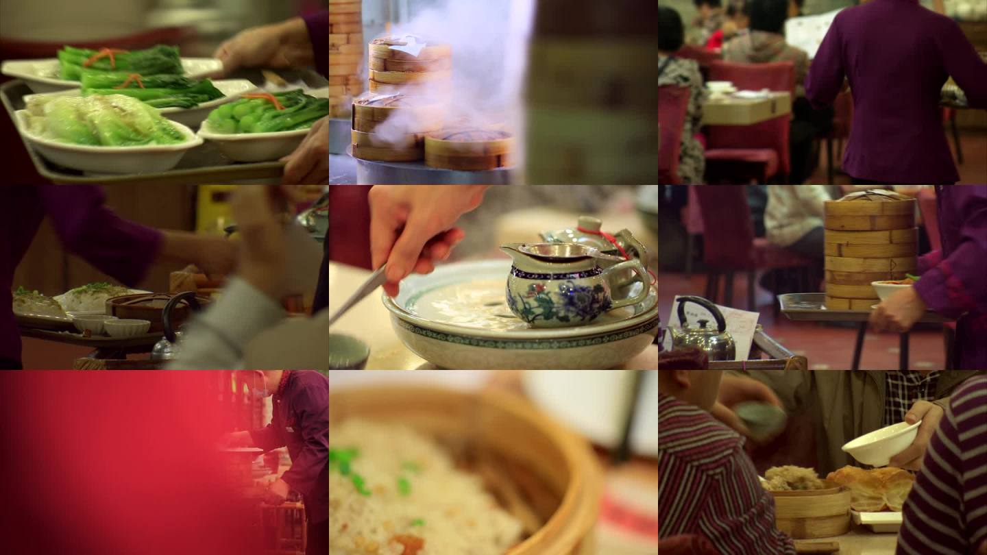 广式早茶餐厅热闹场景