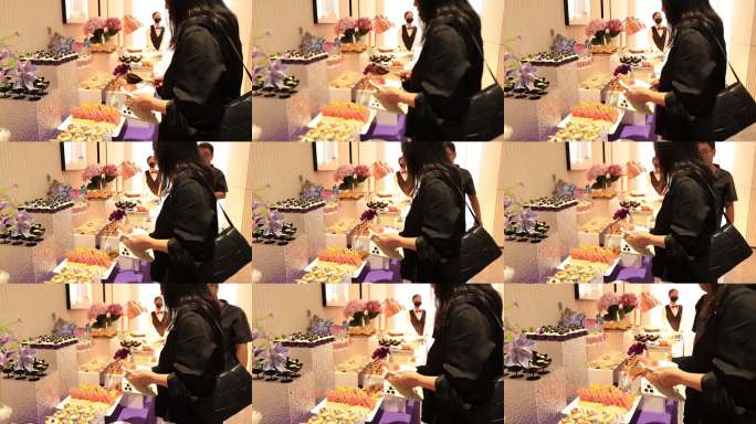 商务冷餐会取餐画面