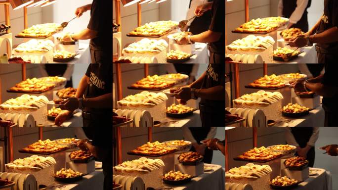 自助餐桌上的美食盛宴