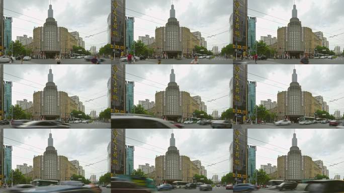 上海百乐门建筑人流车流慢门