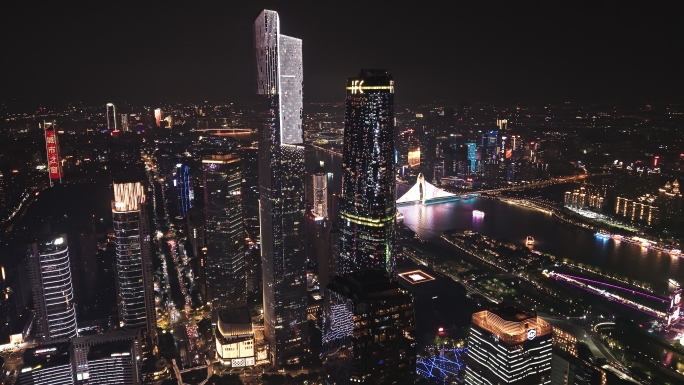 4K60P航拍广州夜景CBD广州塔IFC