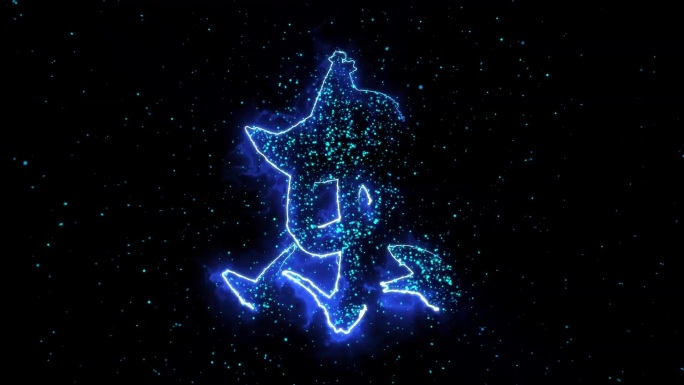 东蓝色描边粒子字标题动画