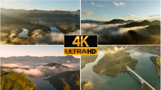 湖光山色晨雾弥漫