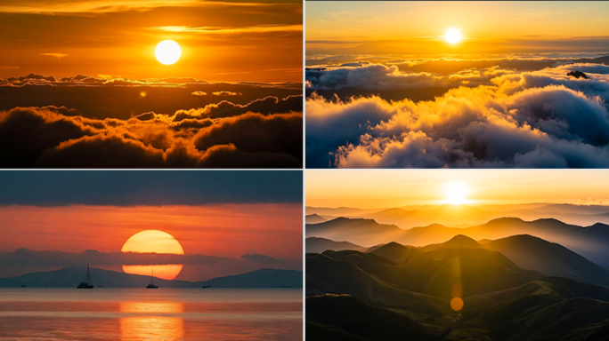 日出日落云海延时太阳升起夕朝阳晨曦