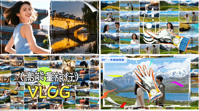 【无插件】分屏图片拼贴照片墙片头