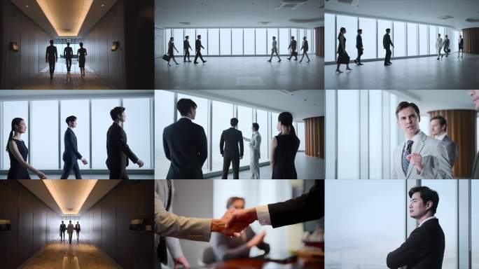 商务精英团队协作场景洽谈握手合作成功职业