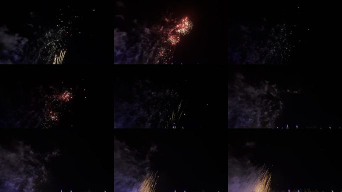 烟花节日夜空庆典新年礼花春节烟火