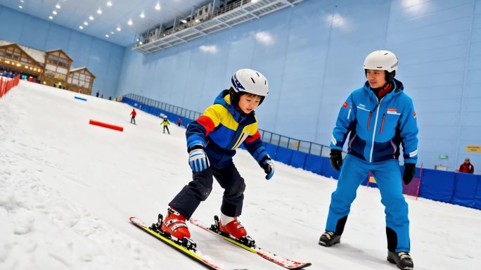 室内滑雪场 雪世界 滑雪者雪场精彩瞬间